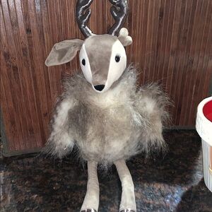 Plush Reindeer Holiday Decor - Brown and Cream